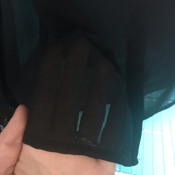 Black Sheer Rhinestone Buttonup! - Picture 8 of 8